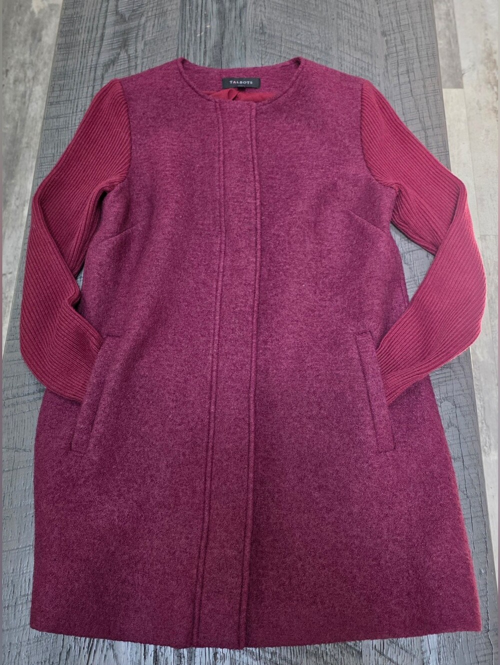 Talbots Burgundy Sweater Sleeve Wool Jacket (SIZE :XS ) - Picture 2 of 6